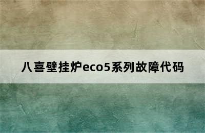 八喜壁挂炉eco5系列故障代码